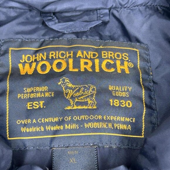 Woolrich John Rich & Bros Vest Mens XL Navy Duck Down Puffer Insulated Zip Warm - Picture 3 of 13